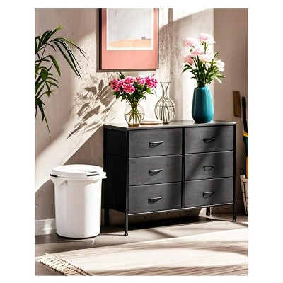 SKRAN Dresser For Bedroom With 6 Fabric Drawers, Wide Chest Of Drawers With Metal Frame, Storage Dresser Organizer Unit For Living Room