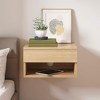 Oak Floating Bedside Table with Drawer, Wall Mount Nightstand, 15.7" Wide Modern Bedside Organizer - 2 of 4