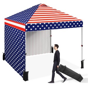 10 x 10 Pop Up Canopy, All Season Instant Canopy with 2 Sidewalls and Vented Roof, Portable Party Tent with Wheeled Carry Bag - 1 of 4