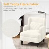 Modern Comfy Teddy Fabric Upholstered Arm Chair,Button Tufted High Back Padded Sofa with Birch Legs,Living Room Bedroom Lounge Chair-Coolbibila - 3 of 4