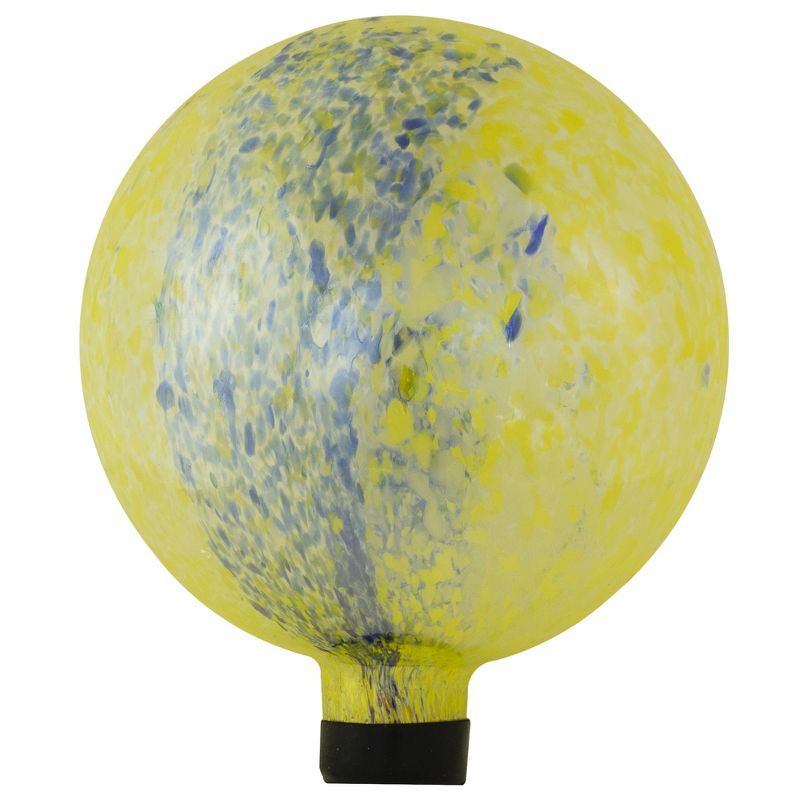Northlight 10" Yellow and Blue Reflective Speckled Glass Outdoor Garden Gazing Ball, 1 of 4