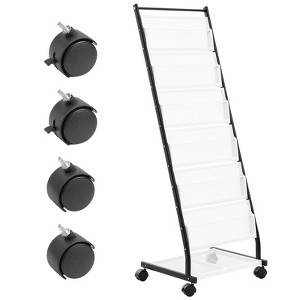 VEVOR Brochure Display Rack, 6-Tier Magazine Literature Display Stand, Floor Standing Magazine Rack Newspaper Catalog Holders, Movable Black - 1 of 4
