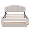 Queen Size Upholstered Teddy Fleece Platform Bed with USB Ports and Drawer-ModernLuxe - image 4 of 4