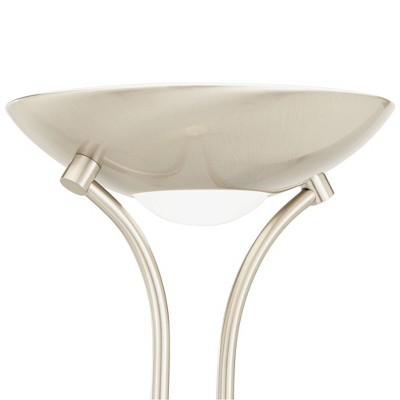 Adjustable Brushed Nickel Torchiere Floor Lamp with White Diffuser