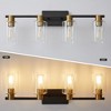 POWLIG 27.36-in 4-Light Black and Gold Modern Dimmable Bathroom Vanity Light with Cylindrical Glass Shade - 4 of 4