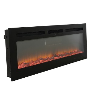 CLIHOME Black Recessed/Wall-Mounted Electric Fireplace with 12-Flame Colors, Heater, Remote Control, Logs and Crystals - 1 of 4