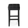A La Carte Harper Kitchen Stool in Wood Finish with Distressed Brown Vegan Leather, Set of 2 - 3 of 4