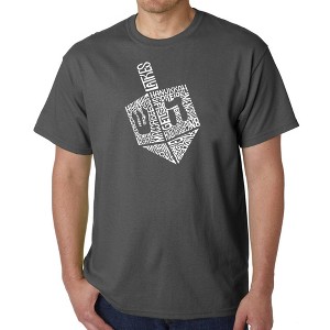 LA Pop Art Hanukkah Dreidel - Men's Word Art T-Shirt Grey X Large - 1 of 4