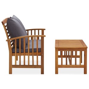 vidaXL 2 Piece Patio Lounge Set with Cushions Solid Acacia Wood - 1 of 4