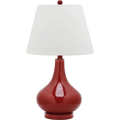Amy 24-inch Red Glass Gourd Table Lamp Set with Cotton Shade
