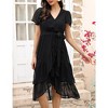 Women's Summer Boho Wrap V Neck Short Sleeve Dress Swiss Dot Belted Ruffle Hem Split Casual Maxi Wedding Dress 2024 - 2 of 4