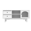 Modern TV Stand With Drawers, Open Shelves, Entertainment Center Media Console Storage Cabinet With Glass Doors - 2 of 4