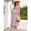 Women's Maternity Smocked Summer Dress Boho Casual Spaghetti Strap Square Neck Sleeveless Maxi Dress Baby Shower - 2 of 4