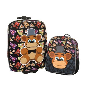 Five Nights At Freddy's Freddy Fazbear Character Print 2-Piece Youth EVA Wheeled Luggage & Travel Backpack Set - 1 of 4