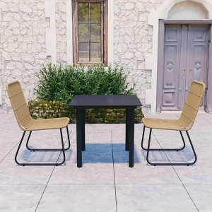vidaXL 3 Piece Patio Dining Set Poly Rattan and Glass - 1 of 4
