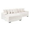 Modern Minimalist L-Shaped Sectional Sofa,Corduroy Fabric Upholstered Armrests Sofa,3 Seat Living Room Furniture with Solid Wood Frame-Koiai - 4 of 4