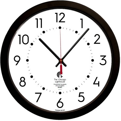 14.5" Corded Electric Contemporary Body Wall Clock Black - The Chicago Lighthouse
