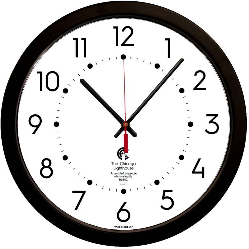 14.5&#34; Corded Electric Contemporary Body Wall Clock Black - The Chicago Lighthouse, 1 of 6