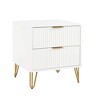 KTMBDW Modern Nightstand, Accent Bedside End Side Table with 2 Storage Drawers, and Metal Legs for Living Room or Bedroom - 2 of 4