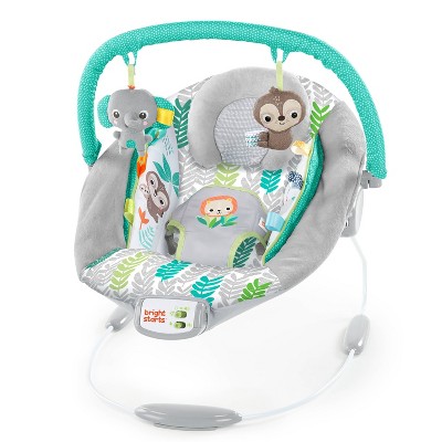 Bright Starts Jungle Vines Comfy Baby Bouncer with Vibrating Infant Seat, Toy Bar & Taggies