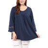 Agnes Orinda Women's Plus Size Plain Cut-Out Gathered Patchwork Long Sleeve T-Shirt - 2 of 4