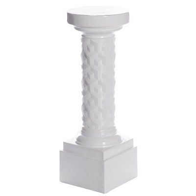 Uniquewise Tall Decor White Geometric Cube Fiberglass Column Pedestal, Display Flower Vase Stand