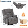 360° Swivel Recliner Chairs w/ Vibration Massage & Heating, Plush Chenille Upholstered Reclining Chair - 2 of 4