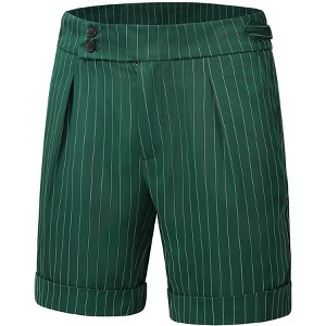 Lars Amadeus Men's Summer Pleated Front Stripes Business Dress Shorts - 1 of 4