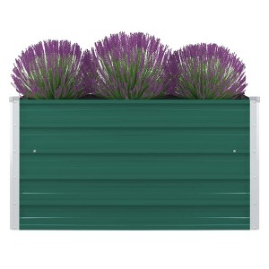 vidaXL Raised Garden Bed 39.4"x39.4"x17.7" Galvanized Steel Green - 1 of 4