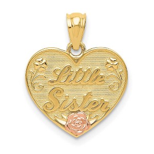 Black Bow Jewelry 14k Two Tone Gold Little Sister Heart Pendant, 15mm - 1 of 4