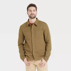 Men's Long Sleeve Knit Quilted Button-Down Shirt - Goodfellow & Co™ Green XXL