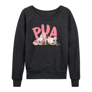 Women's - Disney - Pua The Pig Lightweight French Terry Wide Neck Long Sleeve Shirt - 1 of 4