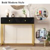 Modern Buffet Cabinet with Storage, Modern Sideboard with 2 Stripe-Design Drawers and Gold Legs, Wooden Accent Cabinet for Dining Room, Living Room - 4 of 4