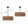 LNC Despampanante 5-Lights 26" Traditonal Drum Chandelier, Natural and Matte Black - 3 of 4