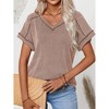 BLUEMING Womens T-shirts Knit V Neck Cap Sleeve Ribbed Tops Loose Fit Comfy Blouses Trendy Casual Outfits - 4 of 4