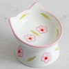 Dexypaws: Elevated Ceramic Cat Bowl, Floral White & Blush Pink, 7oz - 4 of 4