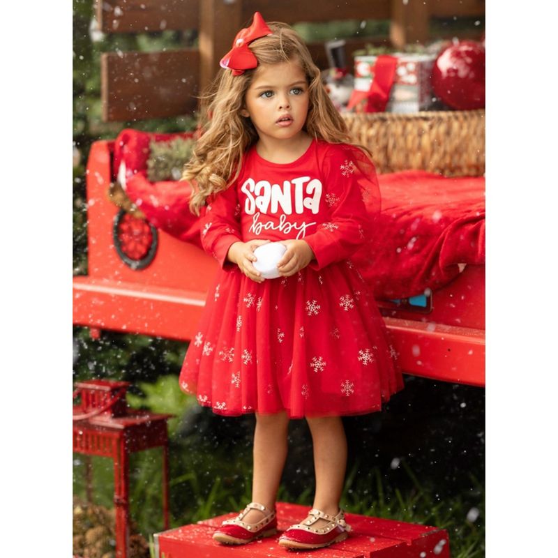 Girls Santa Baby Christmas Tutu Dress - Mia Belle Girls, 3 of 7