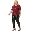 Agnes Orinda Women's Plus Size Metallic Round Neck Short Sleeve Summer Carnival Party Blouses - 3 of 4