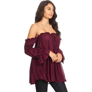 Anna-Kaci Women's Semi Sheer Boho Off The Shoulder Layering Top for Casual Looks - 1 of 4