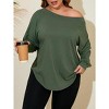 Imily Bela Women's Plus Size Off-Shoulder Long Sleeve Casual T-Shirt with Curved Hem - 4 of 4