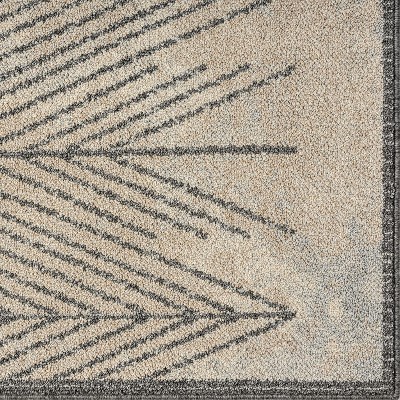 Gray Geometric Patterned Stain-Resistant Area Rug 2x3