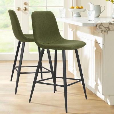 Bingo 26" Upholstered Counter Height Stool with Black Leg (Set of 2 and 4 ) , Midbar Stool for Kitchen Island, Indoor Furniture - Maison Boucle
