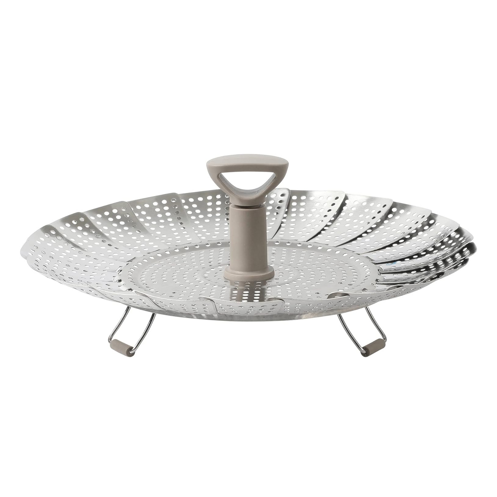 Martha Stewart Richburn Stainless Steel Telescopic Folding Steamer Insert with Handle in Taupe