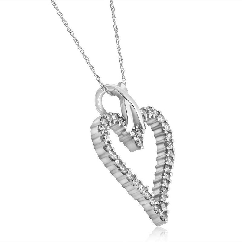Pompeii3 1 1/10ct Diamond Heart Pendant Necklace in 14K White, Yellow or Rose Gold 1 1/4", 3 of 6