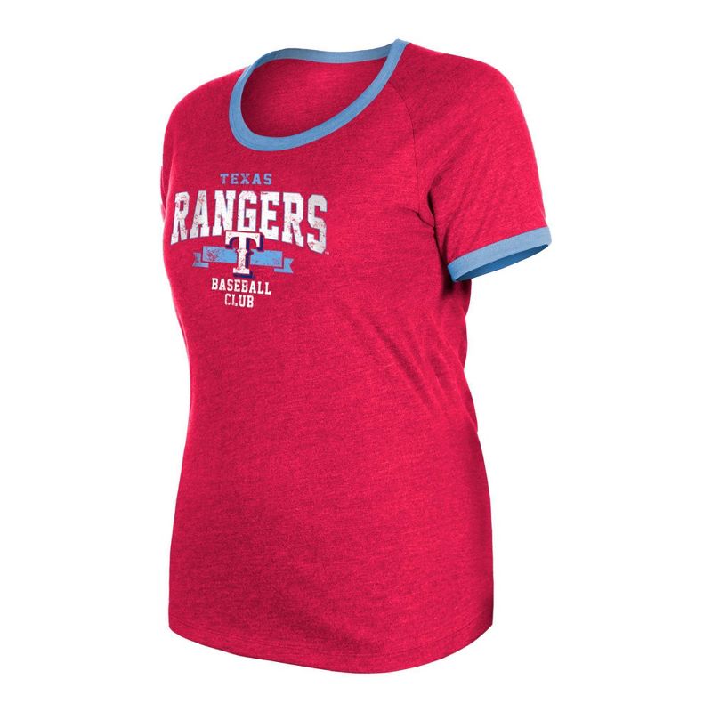 MLB Texas Rangers Women&#39;s Heather Bi-Blend Ringer T-Shirt, 3 of 7