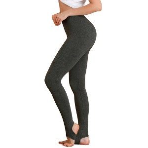 INSPIRE CHIC Women's Elastic Waistband Soft Gym Yoga Cotton Stirrup Pants Leggings - 1 of 4