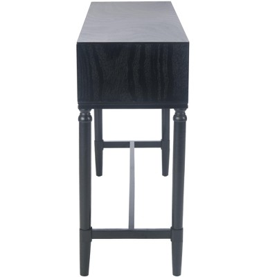 Riviera Elegance Black Wood and Metal Console Table with Storage