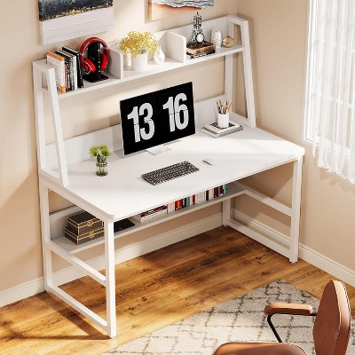 Okak Modern Home Office Huch Computer Desk with Open Shelves,Multifunctional Corner Writing Desk with for Study,Office,Studio