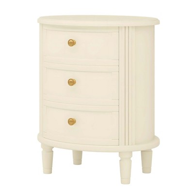 NicBex Nightstand with 3 Drawers and Handles,Wooden Accent Table with Storage for Bedroom,Living Room,Off-White