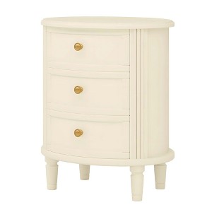 NicBex Nightstand with 3 Drawers and Handles,Wooden Accent Table with Storage for Bedroom,Living Room,Off-White - 1 of 4